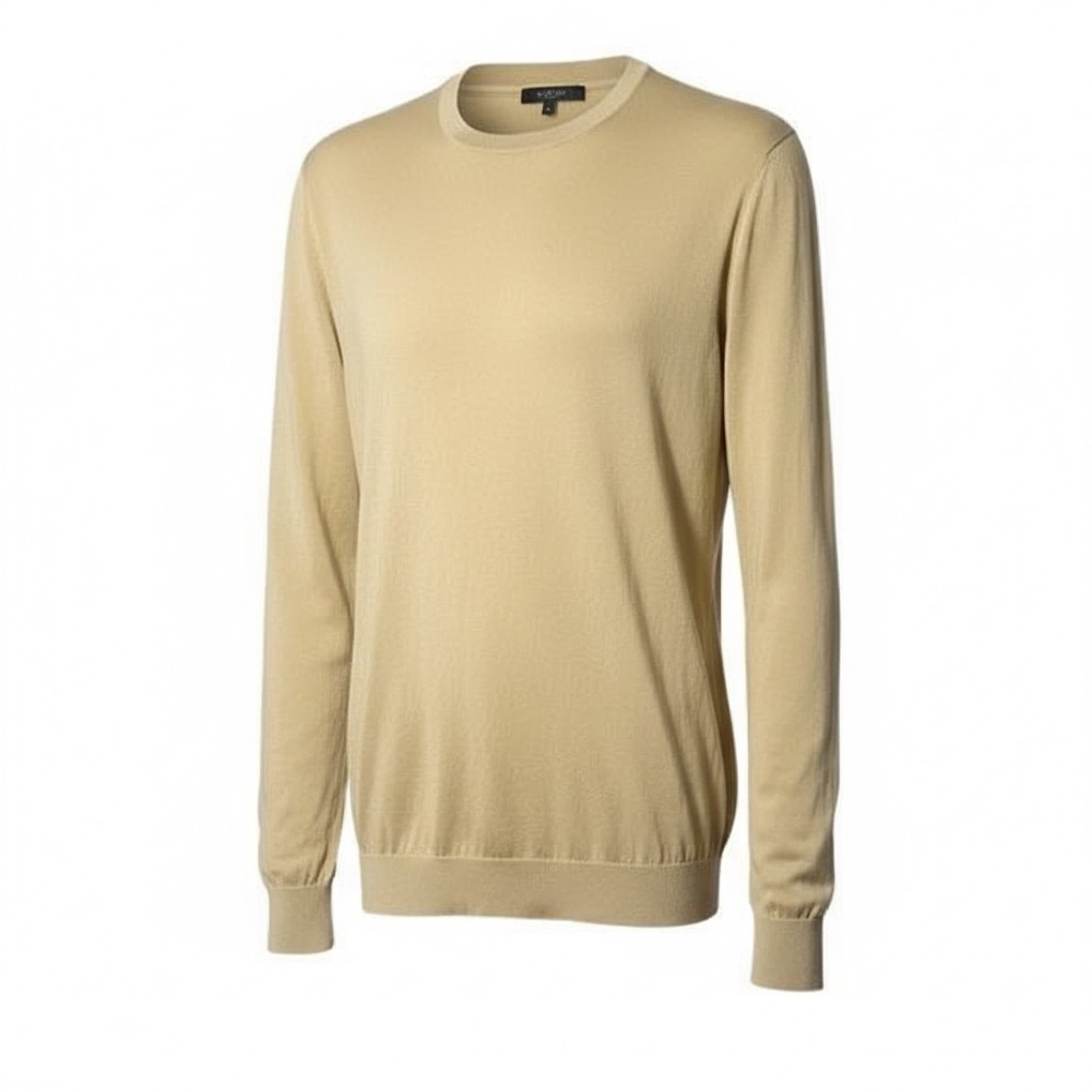 Pronto-Uomo Cream Silk Blend Long Sleeve Mock Neck Sweater Size 2XL